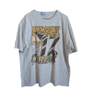 Vintage Pittsburgh Penguins T-Shirt XL 1992-93 The Streak Dynasty On Ice Stained